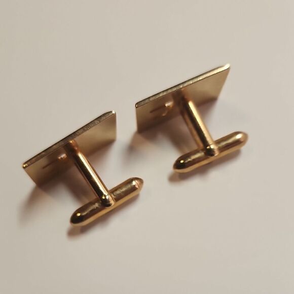 Mid Century SWANK Gold Tone Cufflinks with Black Accent - Picture 5 of 5